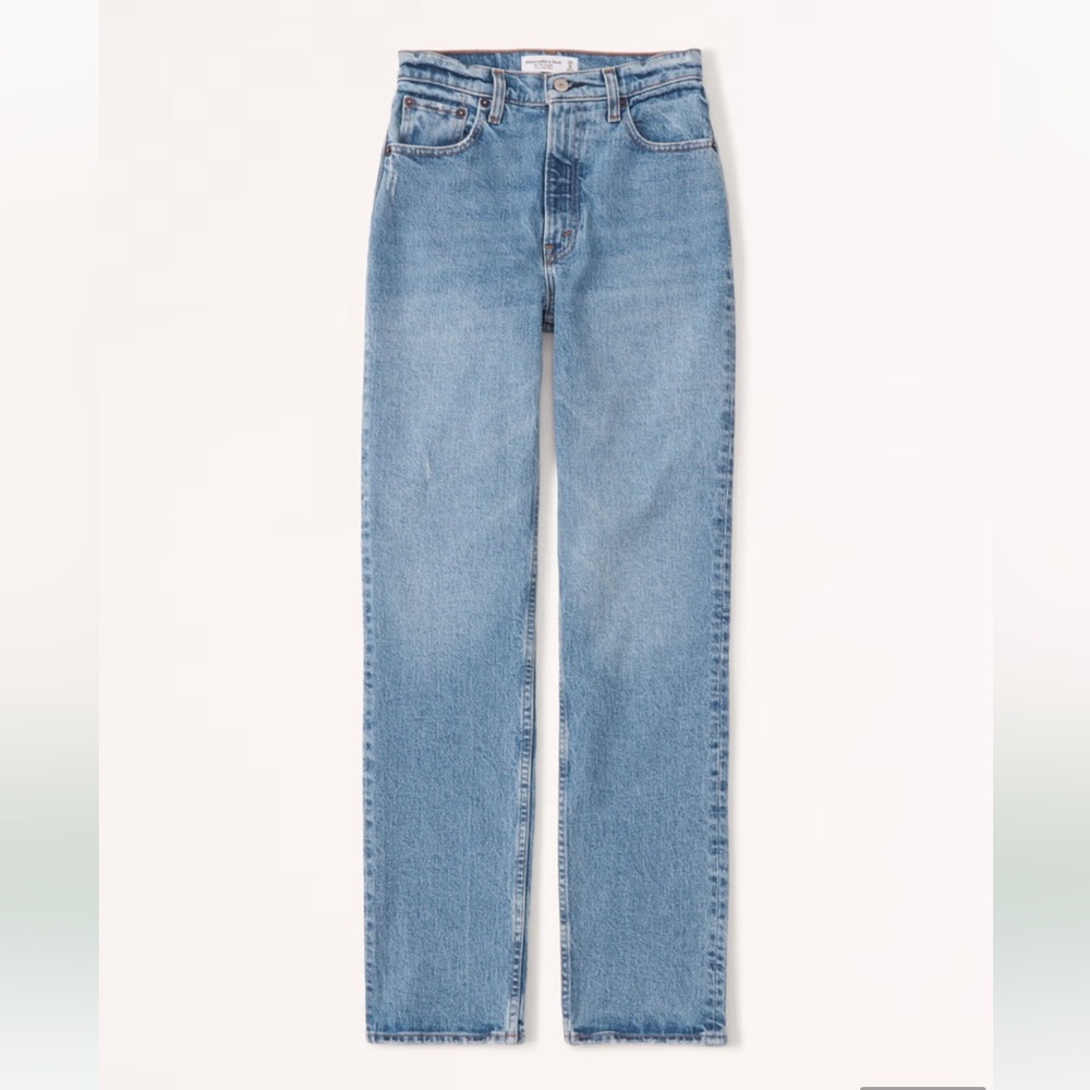 Abercrombie 90s straight ultra high rise jeans in medium wash